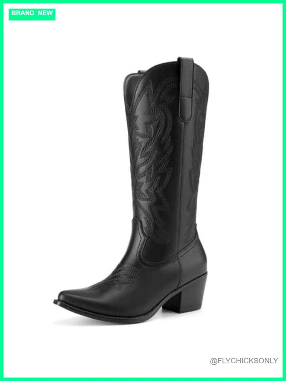 Athlefit Women's Mid Calf Cowboy Boots Faux Leather Square Toe